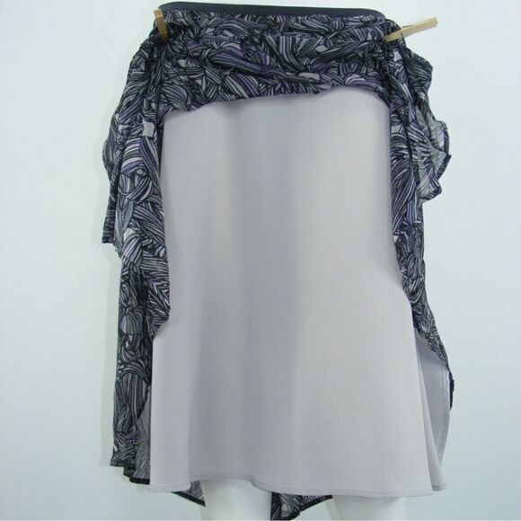 Sigrid Olsen Gray Lavender Abstract Print Plus Size Flowy Midi Skirt Sz 20W - Picture 2 of 8